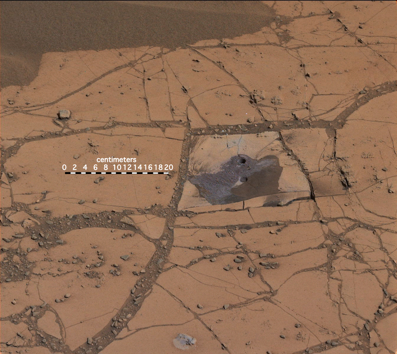 Illustration for article titled 8 Places Where the Curiosity Rover Left Drill Holes on Mars